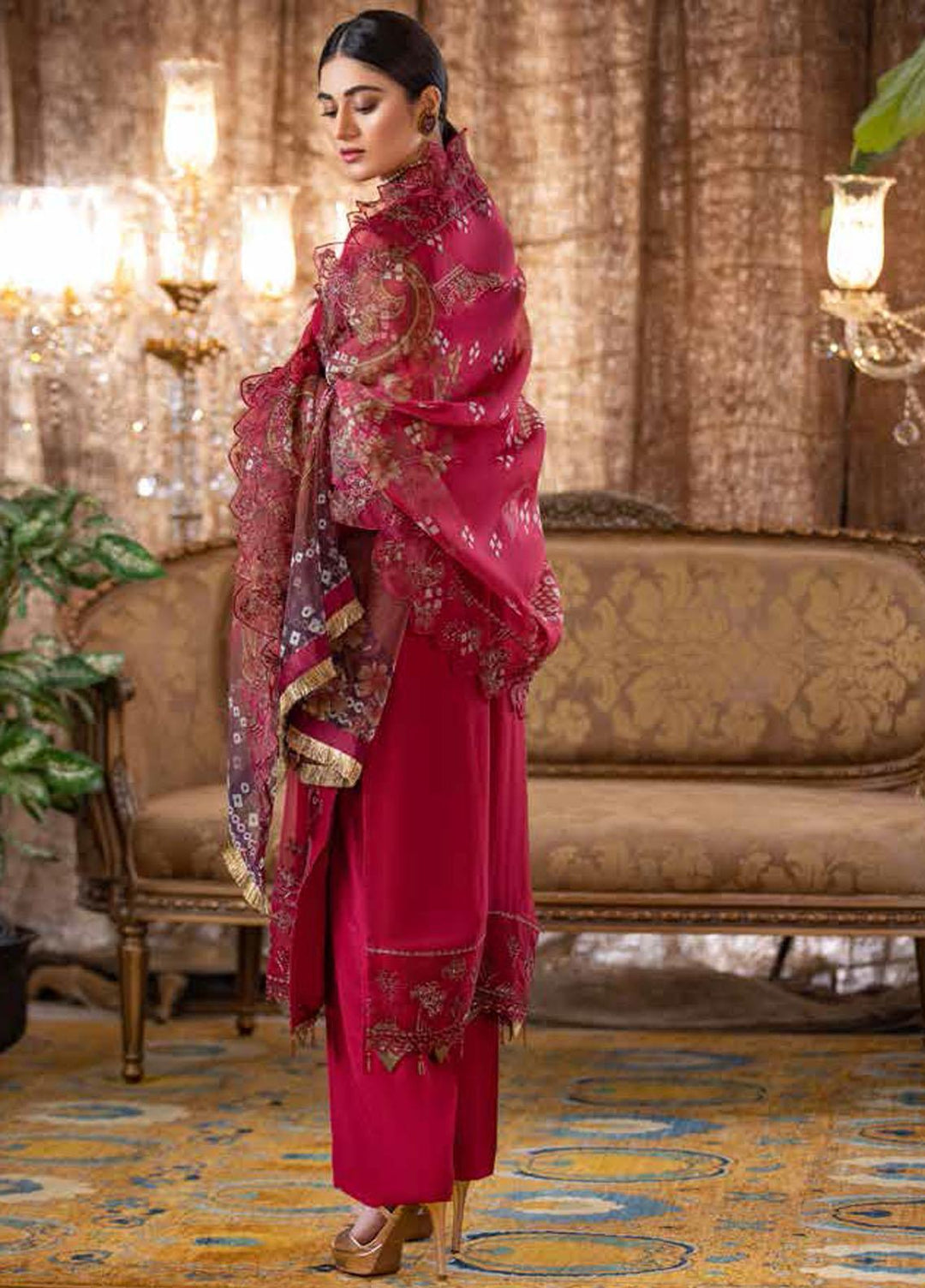 Jannan by Riaz Arts Embroidered Chiffon Suits Unstitched 3 Piece RA21J JF-04 - Luxury Collection