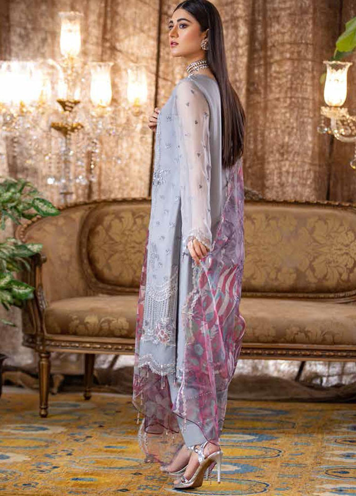 Jannan by Riaz Arts Embroidered Chiffon Suits Unstitched 3 Piece RA21J JF-05 - Luxury Collection
