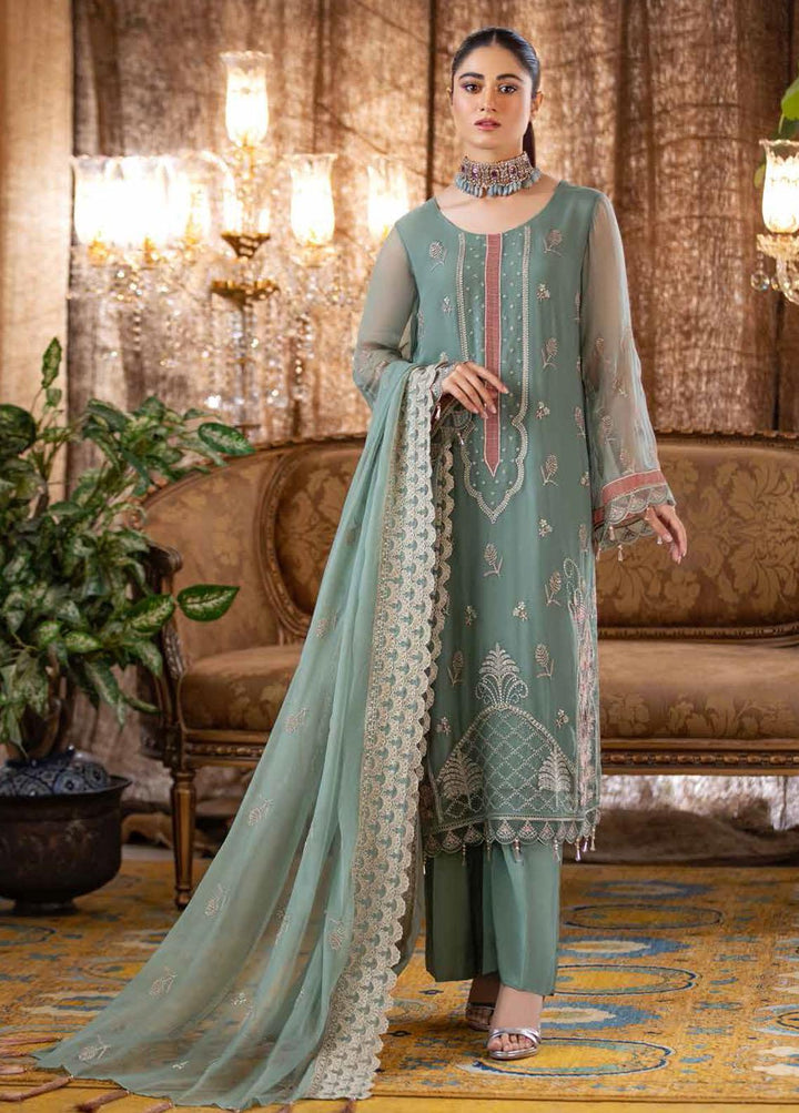 Jannan by Riaz Arts Embroidered Chiffon Suits Unstitched 3 Piece RA21J JF-06 - Luxury Collection
