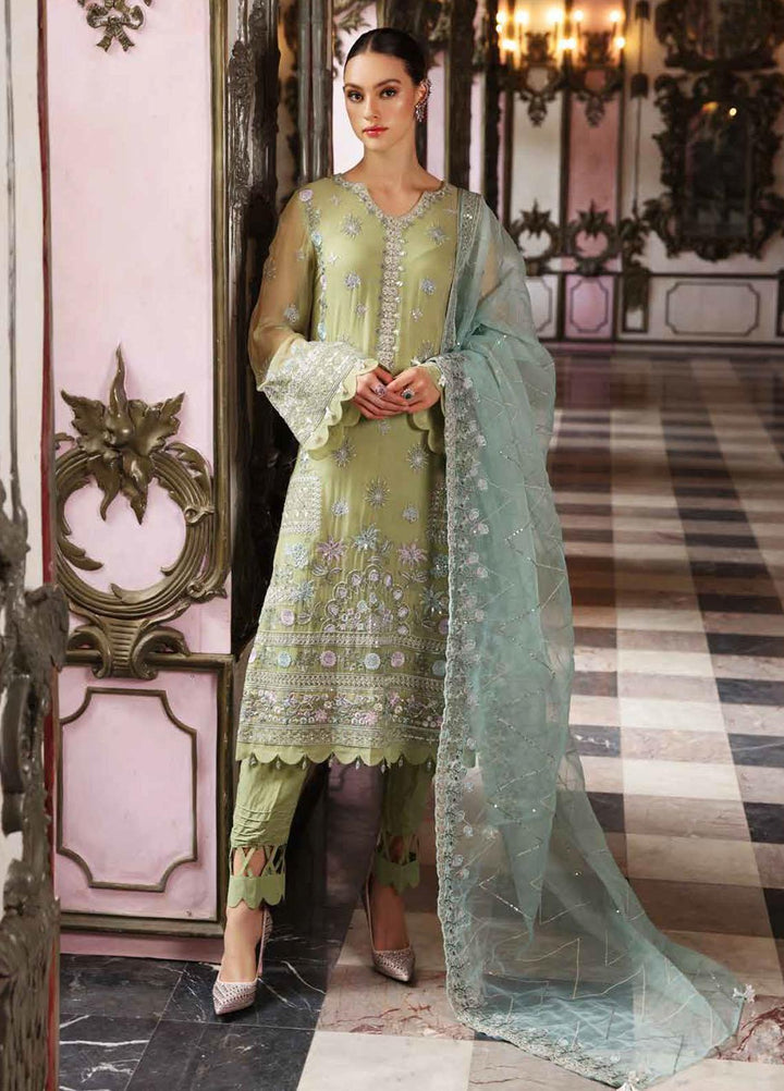 Jannan By Riaz Arts Embroidered Chiffon Suits Unstitched 3 Piece RA22WD JL-17 - Wedding Collection