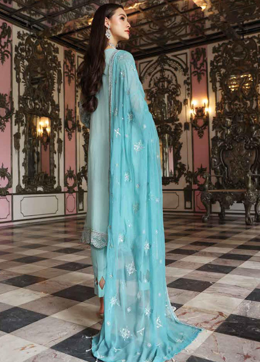 Jannan By Riaz Arts Embroidered Chiffon Suits Unstitched 3 Piece RA22WD JL-18 - Wedding Collection