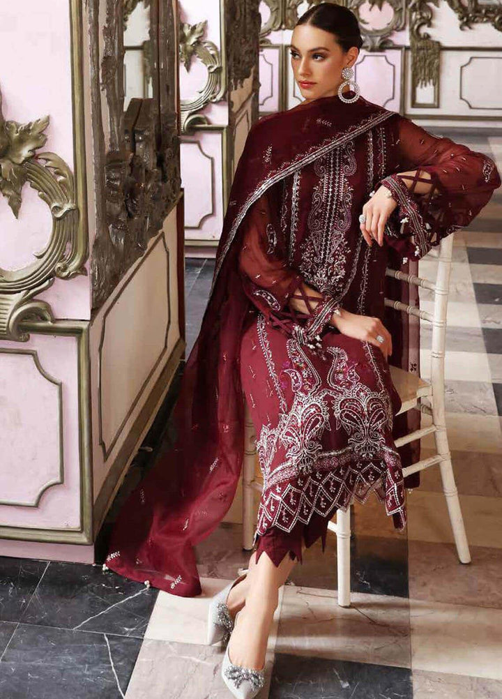 Jannan By Riaz Arts Embroidered Chiffon Suits Unstitched 3 Piece RA22WD JL-24 - Wedding Collection