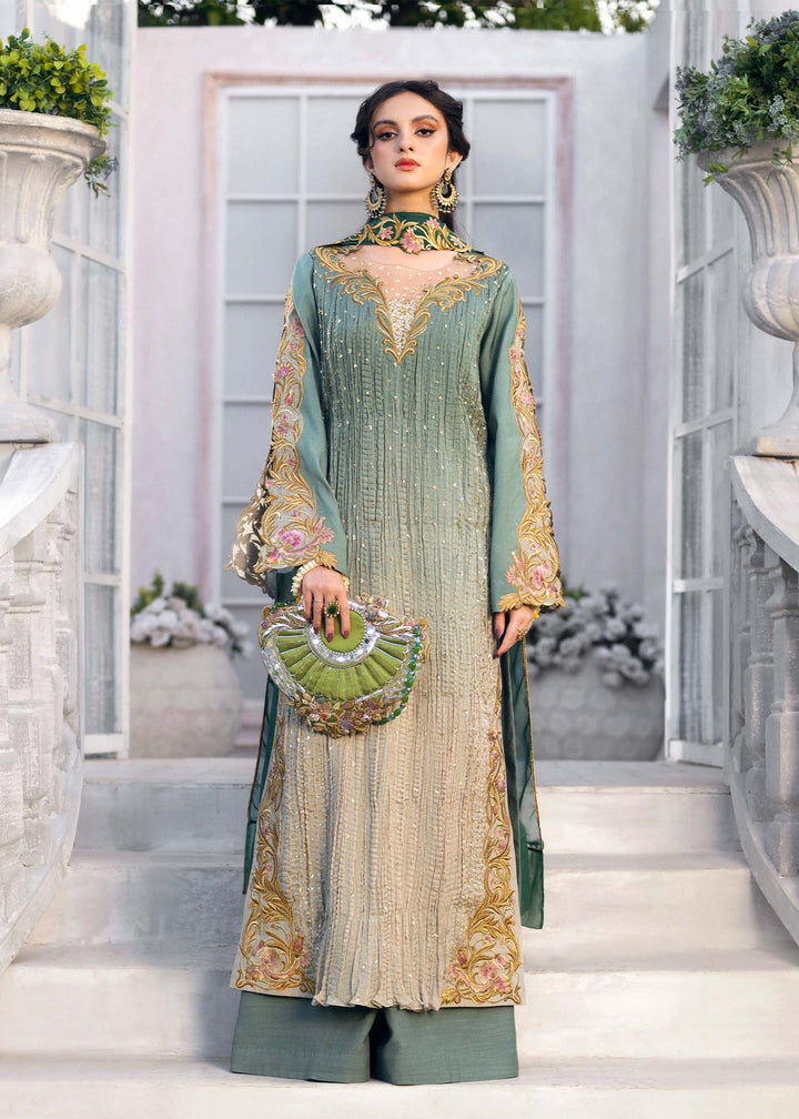 Jamnii Pret Embroidered Chiffon 3 Piece Suit Sage