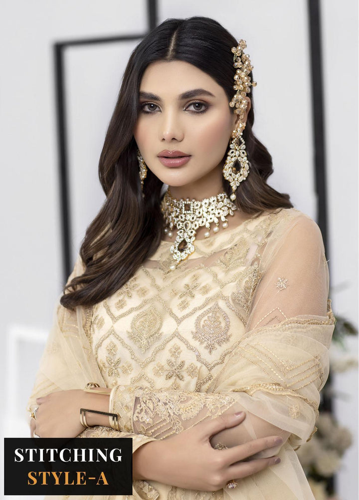 Jasper Suiting Embroidered Net Suits Unstitched 3 Piece JS23NTU 04-Dusty Gold - Luxury Festive Collection