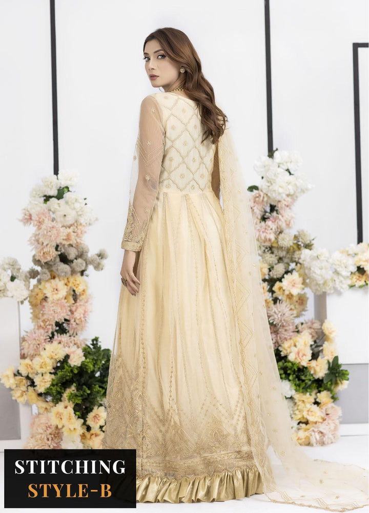 Jasper Suiting Embroidered Net Suits Unstitched 3 Piece JS23NTU 04-Dusty Gold - Luxury Festive Collection