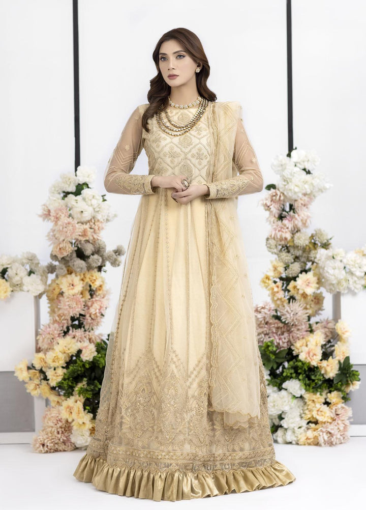 Jasper Suiting Embroidered Net Suits Unstitched 3 Piece JS23NTU 04-Dusty Gold - Luxury Festive Collection