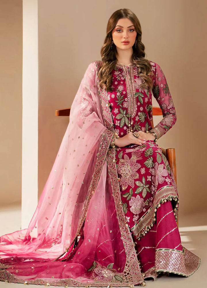 Jazmin Embroidered Chiffon Suits Unstitched 3 Piece JZ25WF WF 25-03 - Wedding Collection