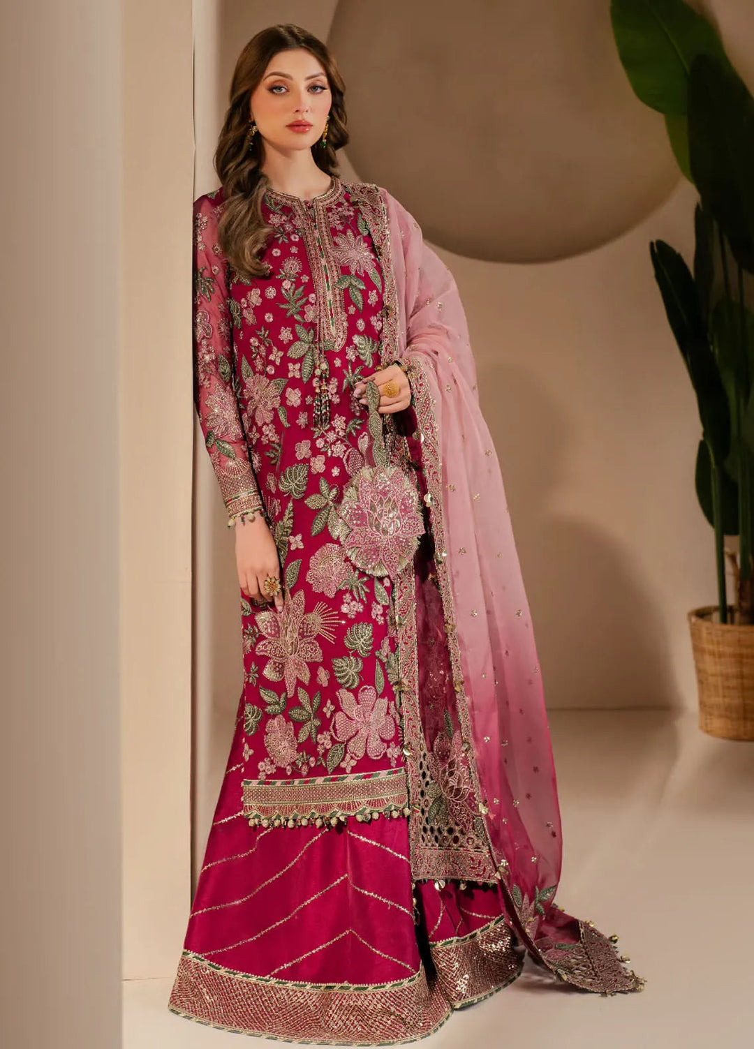 Jazmin Embroidered Chiffon Suits Unstitched 3 Piece JZ25WF WF 25-03 - Wedding Collection