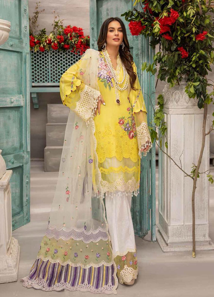 Jazmin By Adan's Libas Embroidered Lawn Suits Unstitched 3 Piece AL21J 03 Pearl Gardenia - Luxury Collection