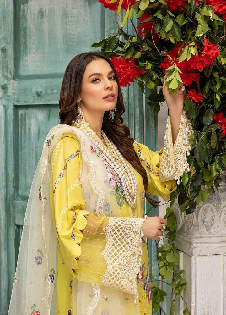 Jazmin By Adan's Libas Embroidered Lawn Suits Unstitched 3 Piece AL21J 03 Pearl Gardenia - Luxury Collection