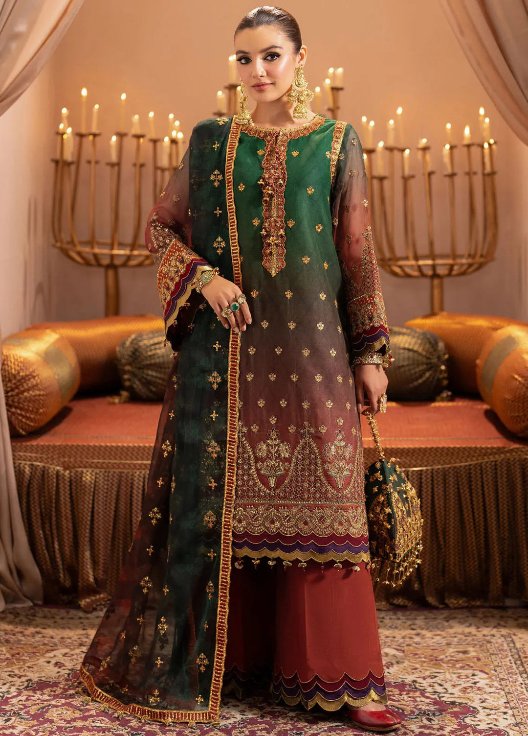 Jhalak by Alizeh Embroidered Chiffon Suit Unstitched 3 Piece AFB24J D-02 Husn - Festive Collection