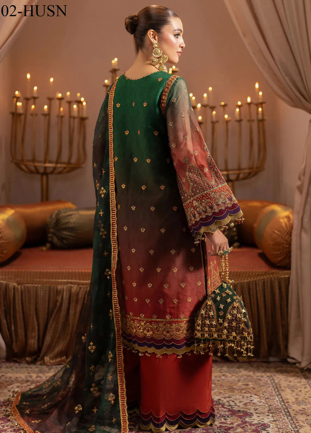 Jhalak by Alizeh Embroidered Chiffon Suit Unstitched 3 Piece AFB24J D-02 Husn - Festive Collection
