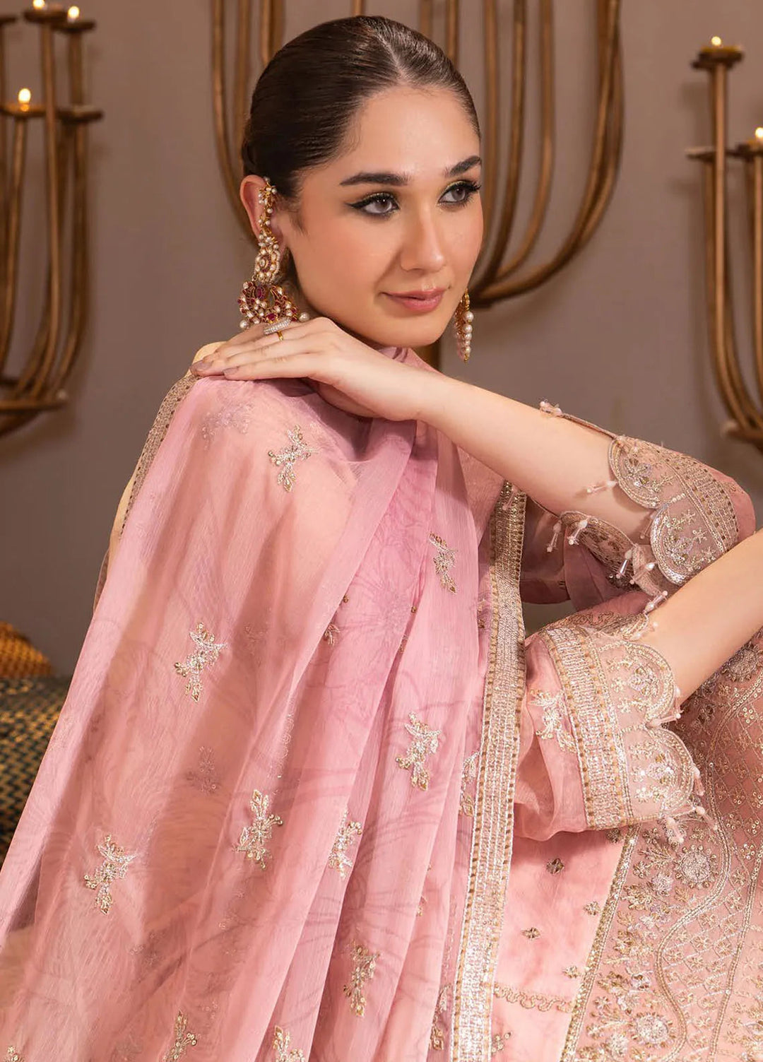 Jhalak by Alizeh Embroidered Chiffon Suit Unstitched 3 Piece AFB24J D-03 Zafira - Festive Collection