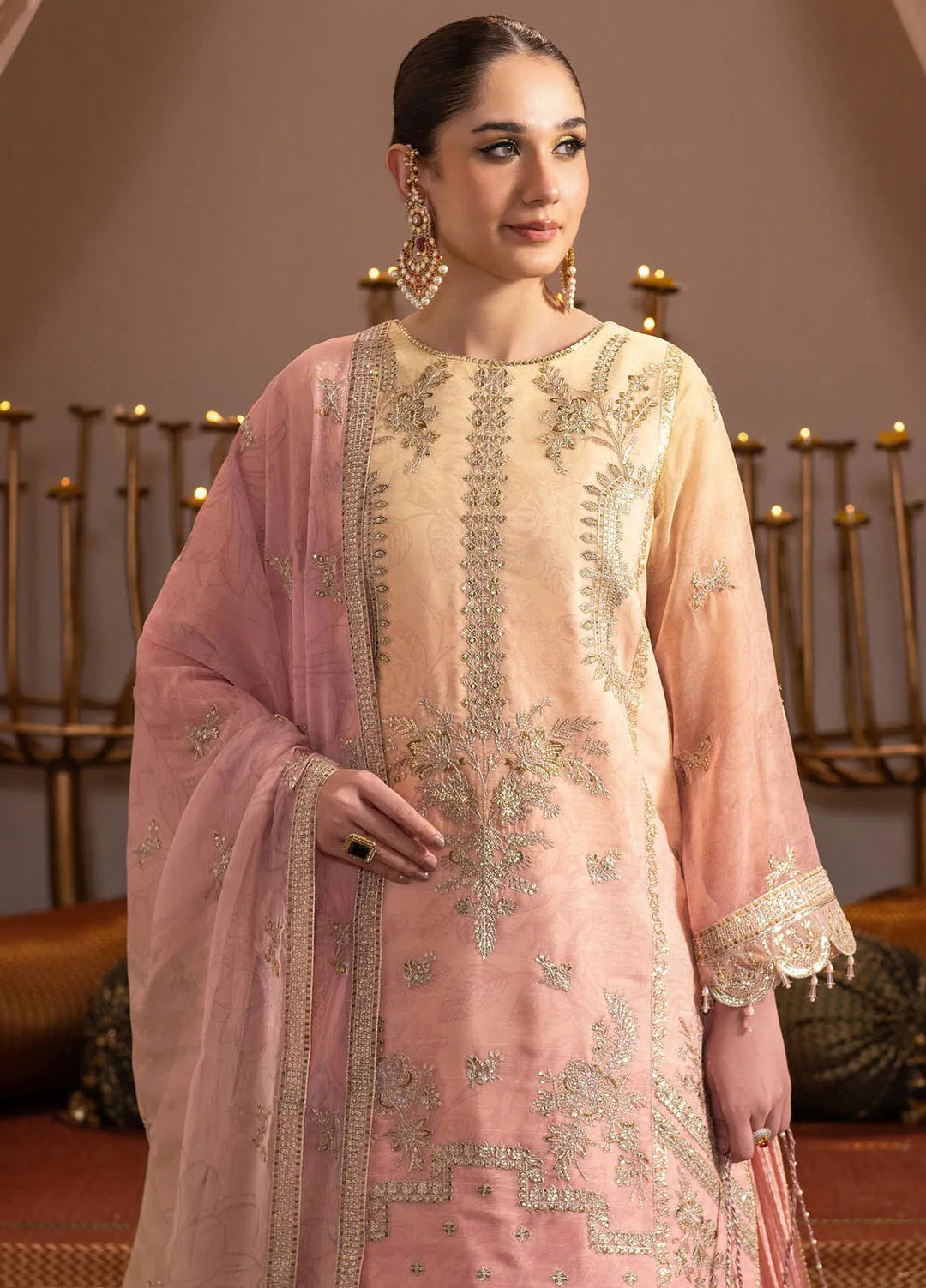 Jhalak by Alizeh Embroidered Chiffon Suit Unstitched 3 Piece AFB24J D-03 Zafira - Festive Collection