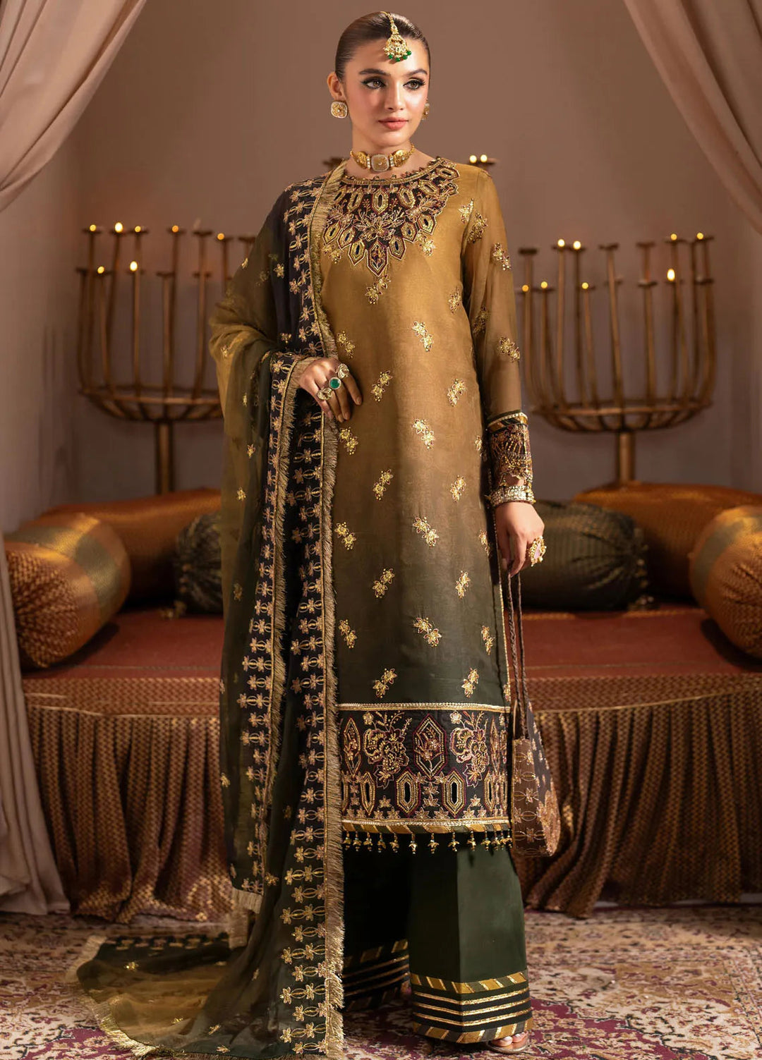 Jhalak by Alizeh Embroidered Chiffon Suit Unstitched 3 Piece AFB24J D-06 Zabreen - Festive Collection