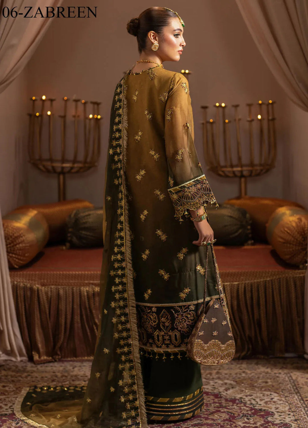 Jhalak by Alizeh Embroidered Chiffon Suit Unstitched 3 Piece AFB24J D-06 Zabreen - Festive Collection