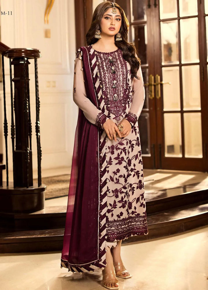 Jhilmil By Asim Jofa Embroidered Chiffon Unstitched Suit 3 Piece AJ23JM AJJM-11 - Festive Collection