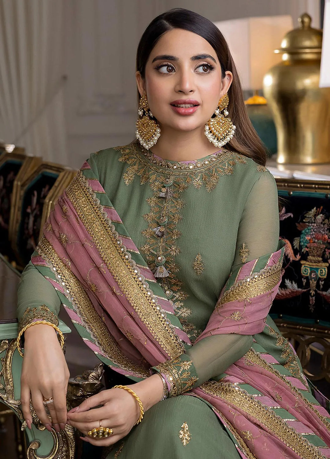 Jhilmil By Asim Jofa Embroidered Chiffon Unstitched Suit 3 Piece AJ23JM AJJM-19 - Festive Collection