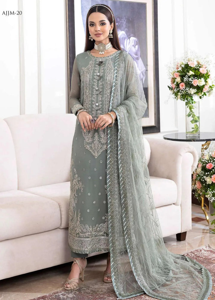 Jhilmil By Asim Jofa Embroidered Chiffon Unstitched Suit 3 Piece AJ23JM AJJM-20 - Festive Collection