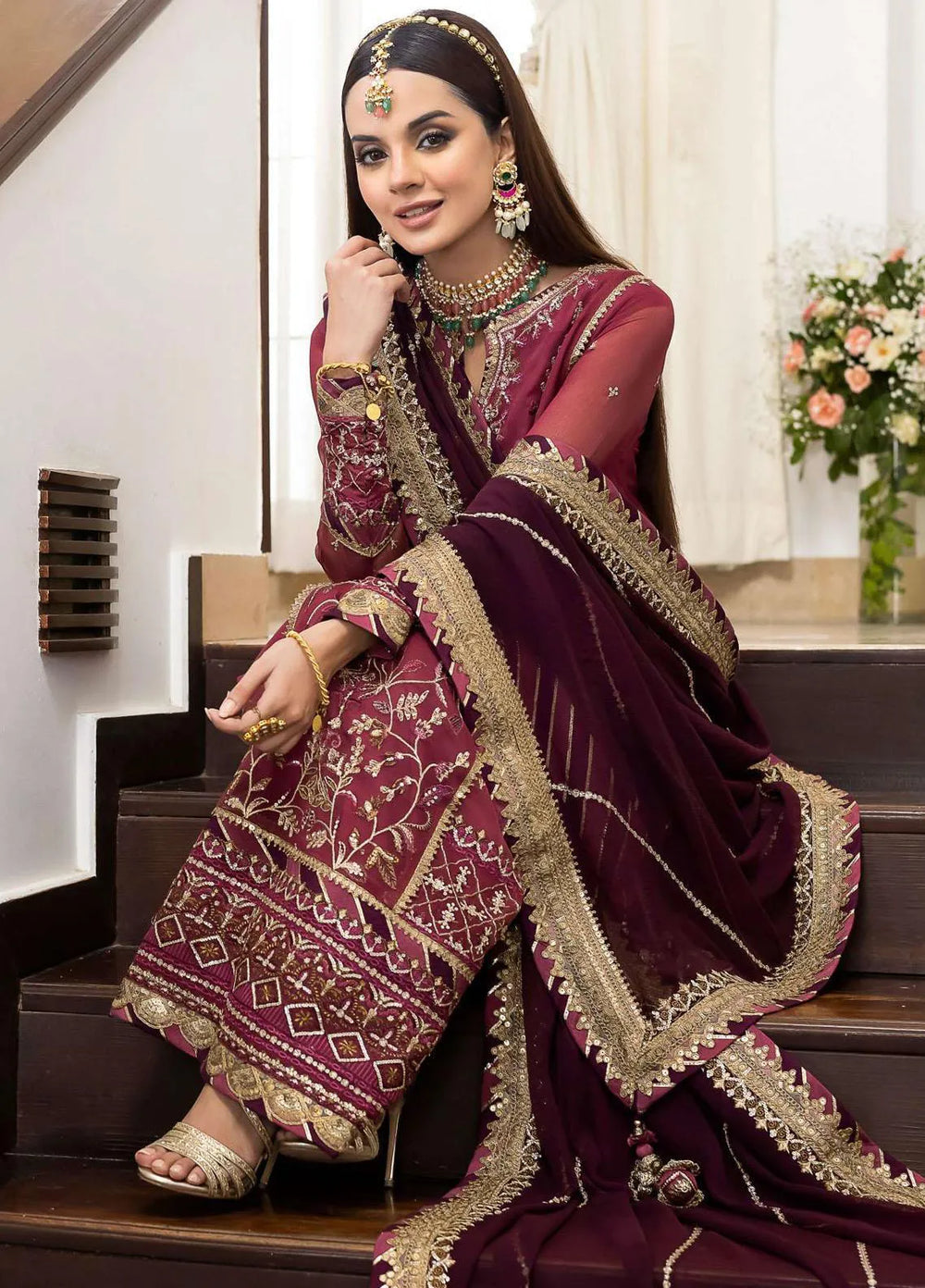 Jhilmil By Asim Jofa Embroidered Chiffon Unstitched Suit 3 Piece AJ23JM AJJM-24 - Festive Collection