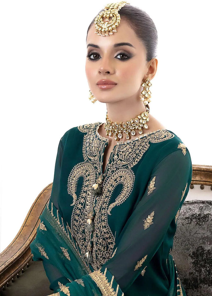 Jhilmil By Asim Jofa Embroidered Georgette Unstitched Suit 3 Piece AJ23JM AJJM-12 - Festive Collection