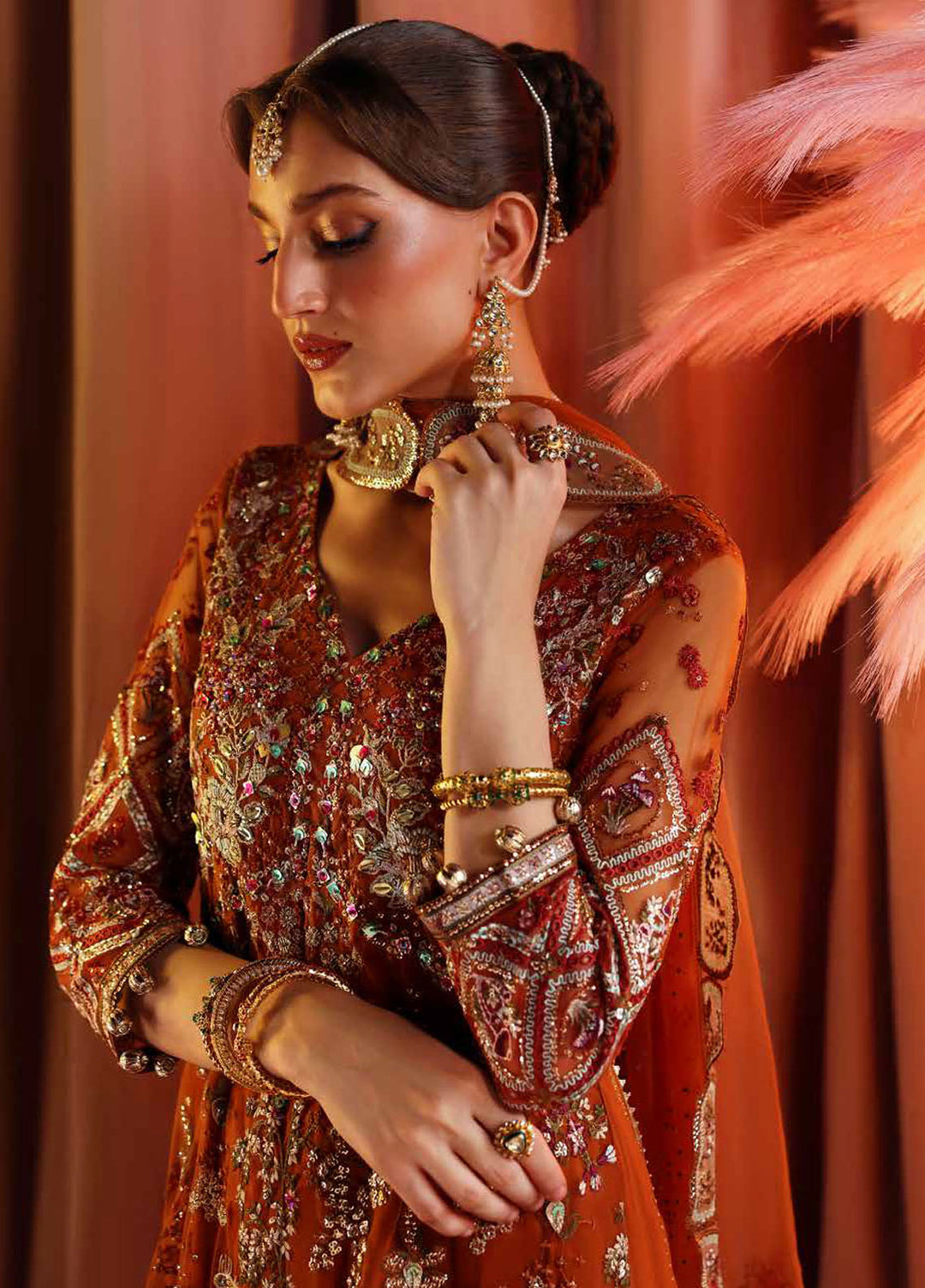 Jhoomro by Nureh Embroidered Net Suits Unstitched 4 Piece NU25JF NL-80 B - Formals Collection