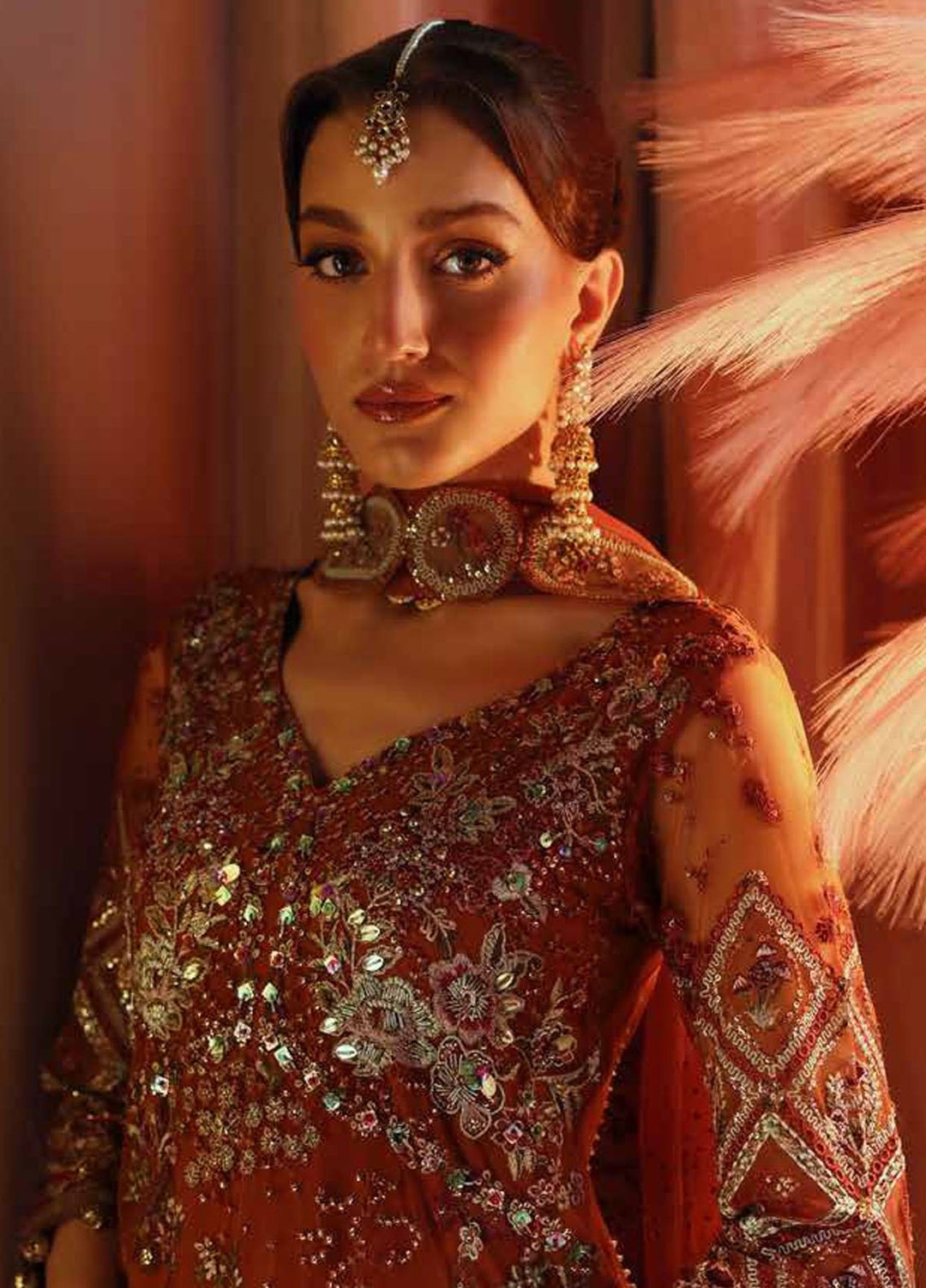 Jhoomro by Nureh Embroidered Net Suits Unstitched 4 Piece NU25JF NL-80 B - Formals Collection