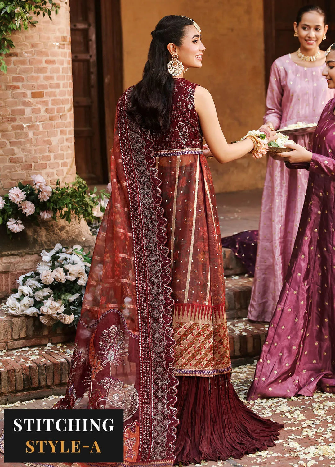 Jhoomro By Nureh Embroidered Organza Suit Unstitched 4 Piece NU24J NL-71 Gehna - Formal Collection