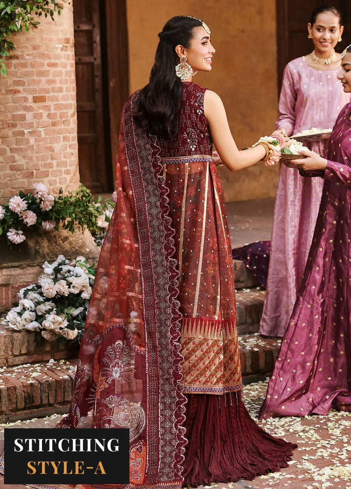 Jhoomro By Nureh Embroidered Organza Suit Unstitched 4 Piece NU24J NL-71 Gehna - Formal Collection