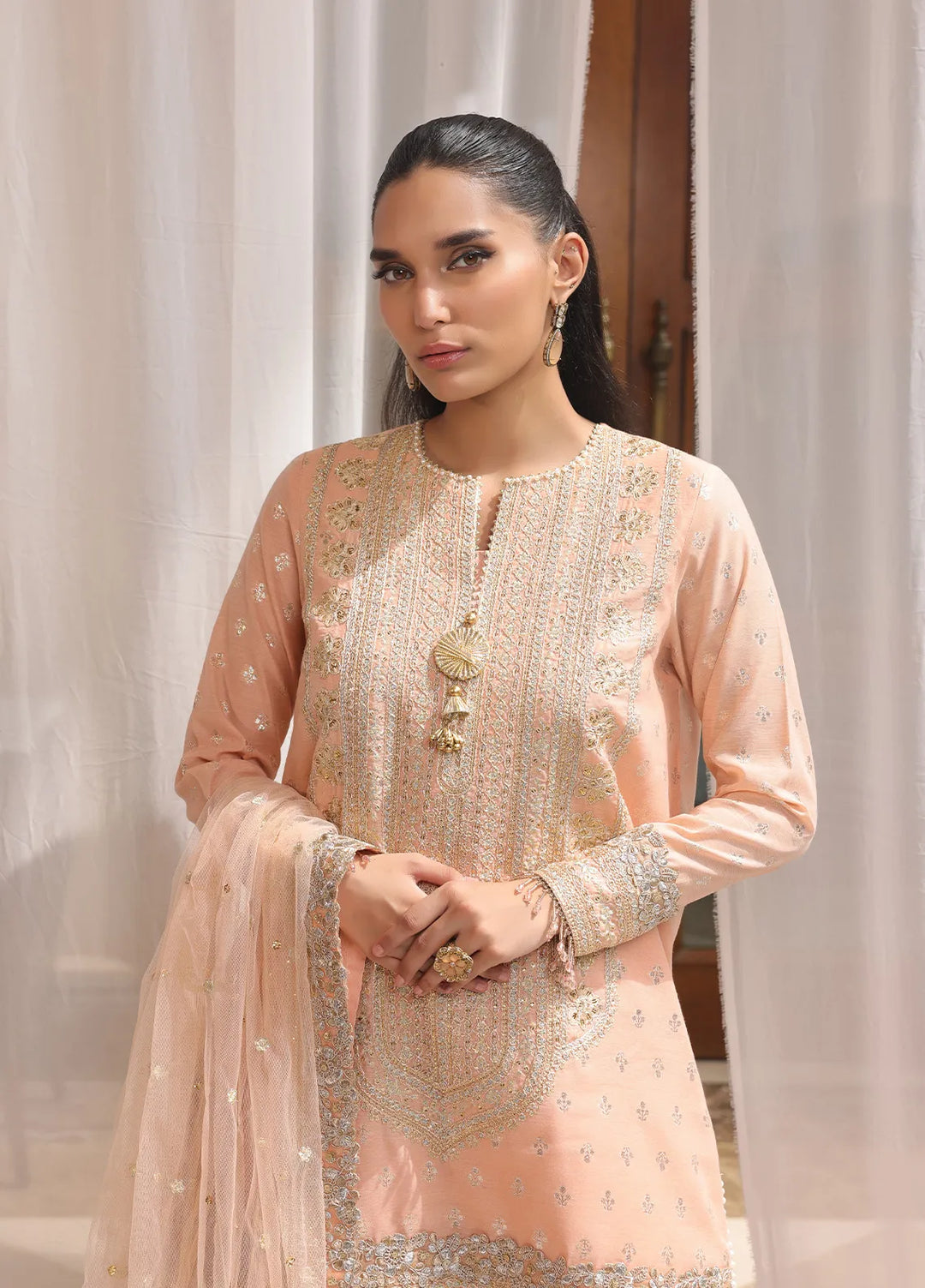 Jihan By Salitex Embroidered Yarn Dyed Suit Unstitched 3 Piece SUNS24AJI012UT - Festive Collection