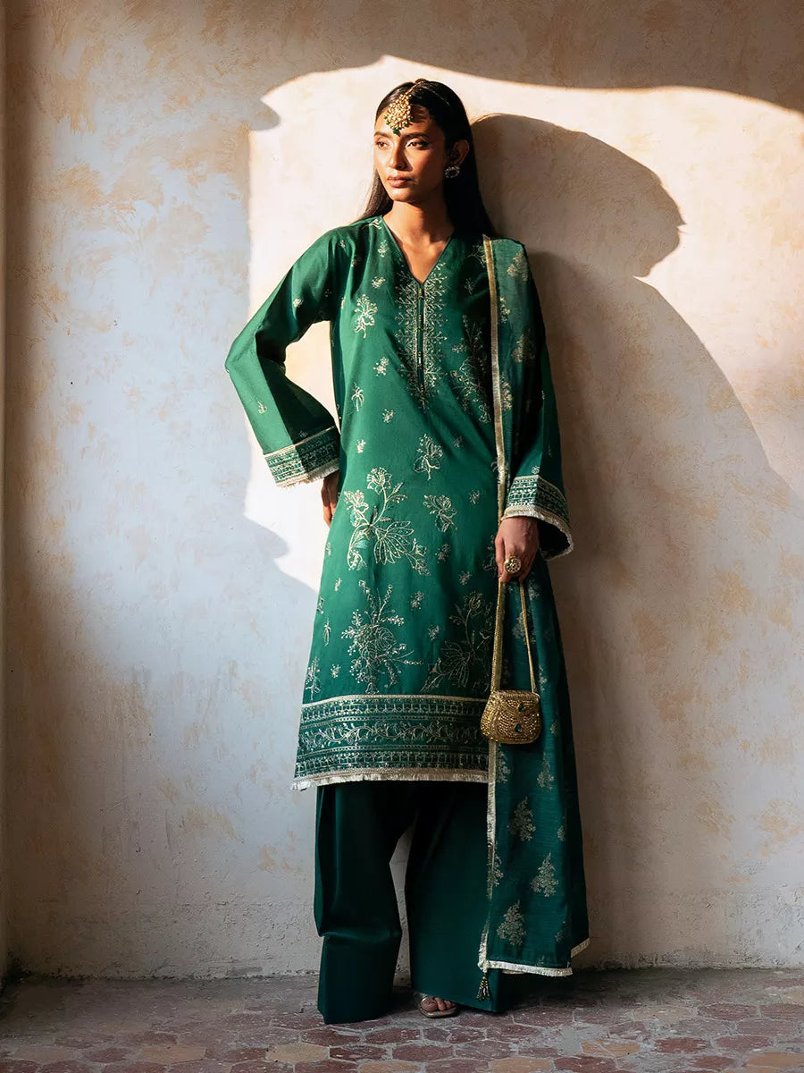 Salitex Unstitched Embroidered Cotton Net 3 Piece Suit SUNW7JI099UT - Eid Collection