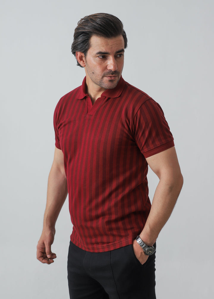 Zenetti Mens RTW Solids Cotton Polo Suit Maroon WZ-004 - Casual Collection