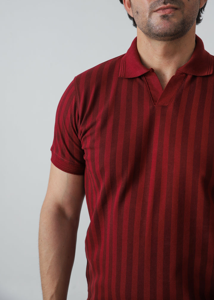 Zenetti Mens RTW Solids Cotton Polo Suit Maroon WZ-004 - Casual Collection