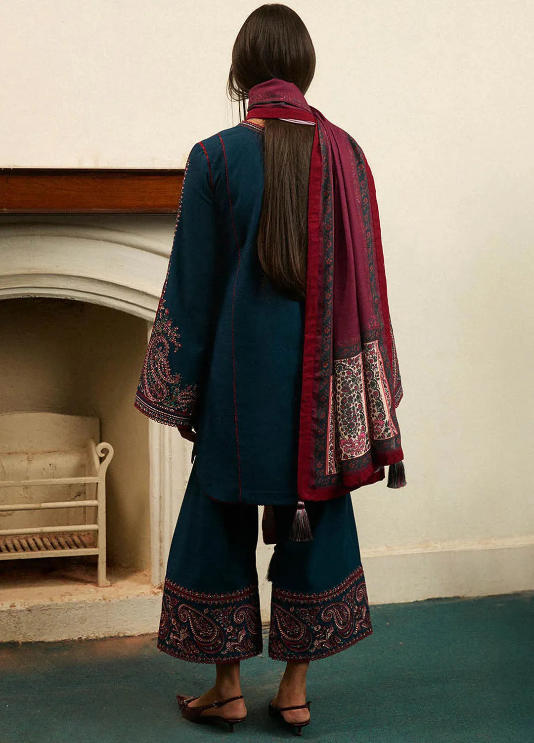 Jugnu by Hussain Rehar Embroidered Khaddar Suits Unstitched 3 Piece HRR24J Ashen - Winter Collection
