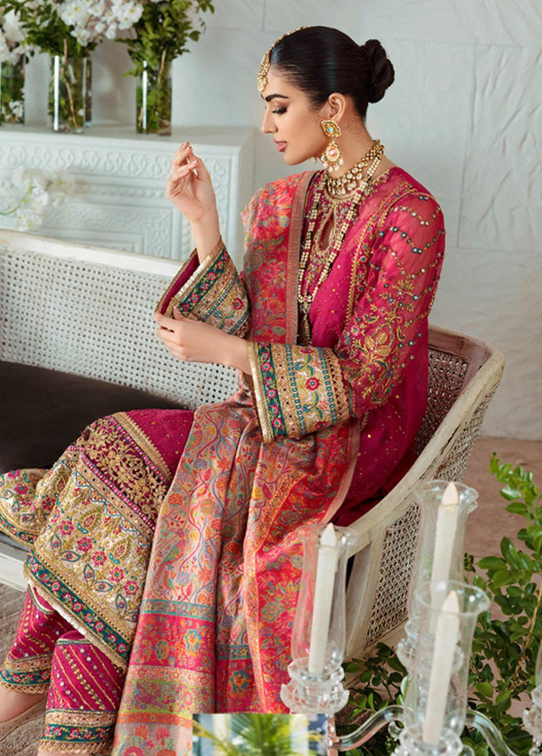 Noor Kaani by Saadia Asad Embroidered Organza Suits Unstitched 3 Piece SA22K D6 - Luxury Collection