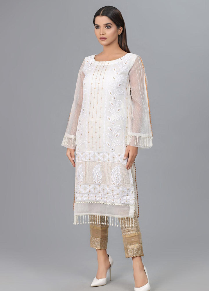 Kaara Pret Semi Formal Khaadi Net Shirt KR594 WHITE BREEZE