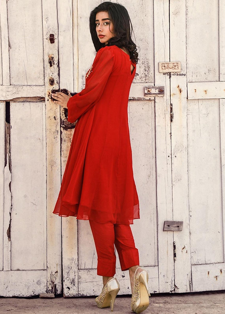 Kaara Pret Semi Formal Chiffon Shirt KR627 SCARLET