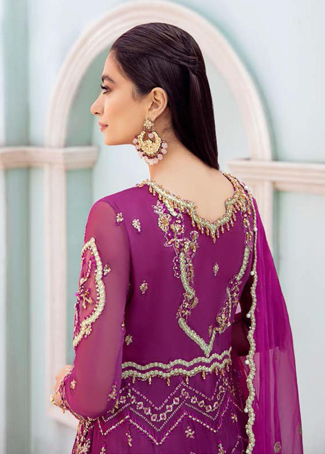 Kalidaar By Roheenaz Embroidered Chiffon Suits Unstitched 3 Piece RO22K RCH-22-10 - Luxury Collection