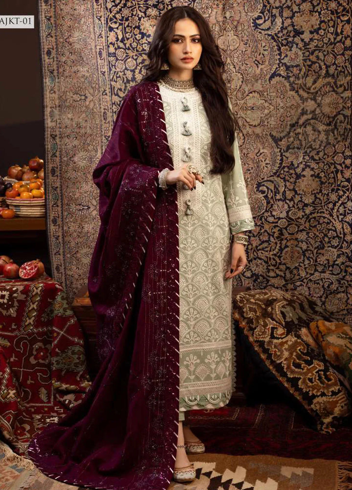 Kashmiri Taanka By Asim Jofa Embroidered Twill Suit 3 Piece AJ23KT AJKT-01 - Winter Collection