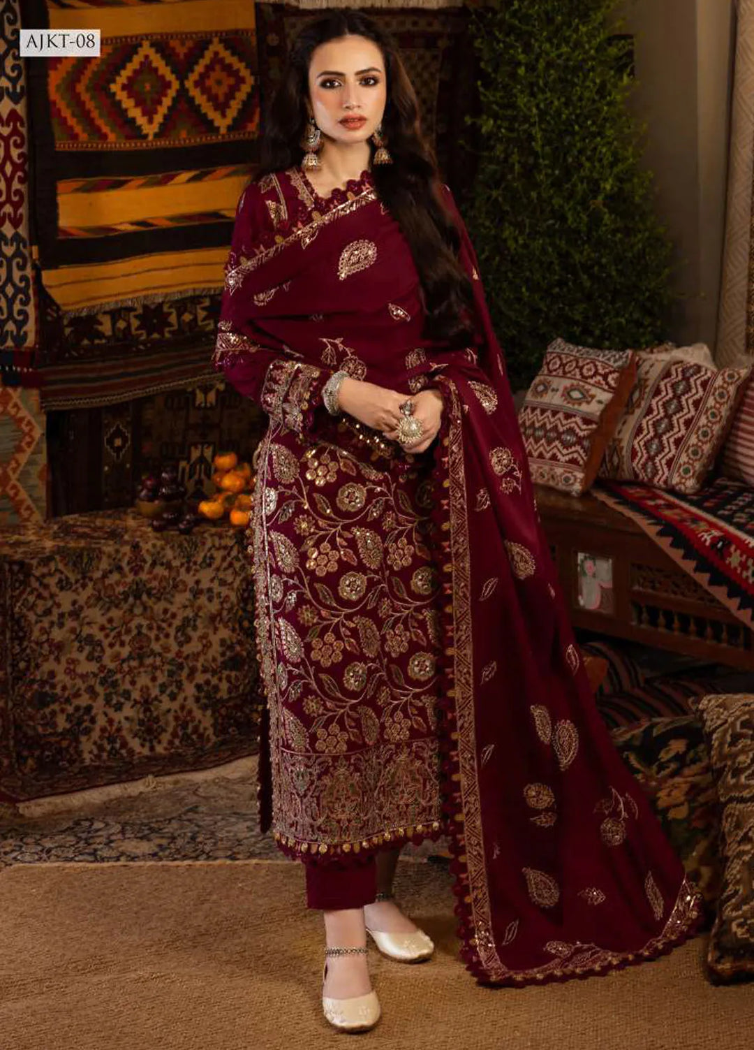 Kashmiri Taanka By Asim Jofa Embroidered Twill Suit 3 Piece AJ23KT AJKT-08 - Winter Collection