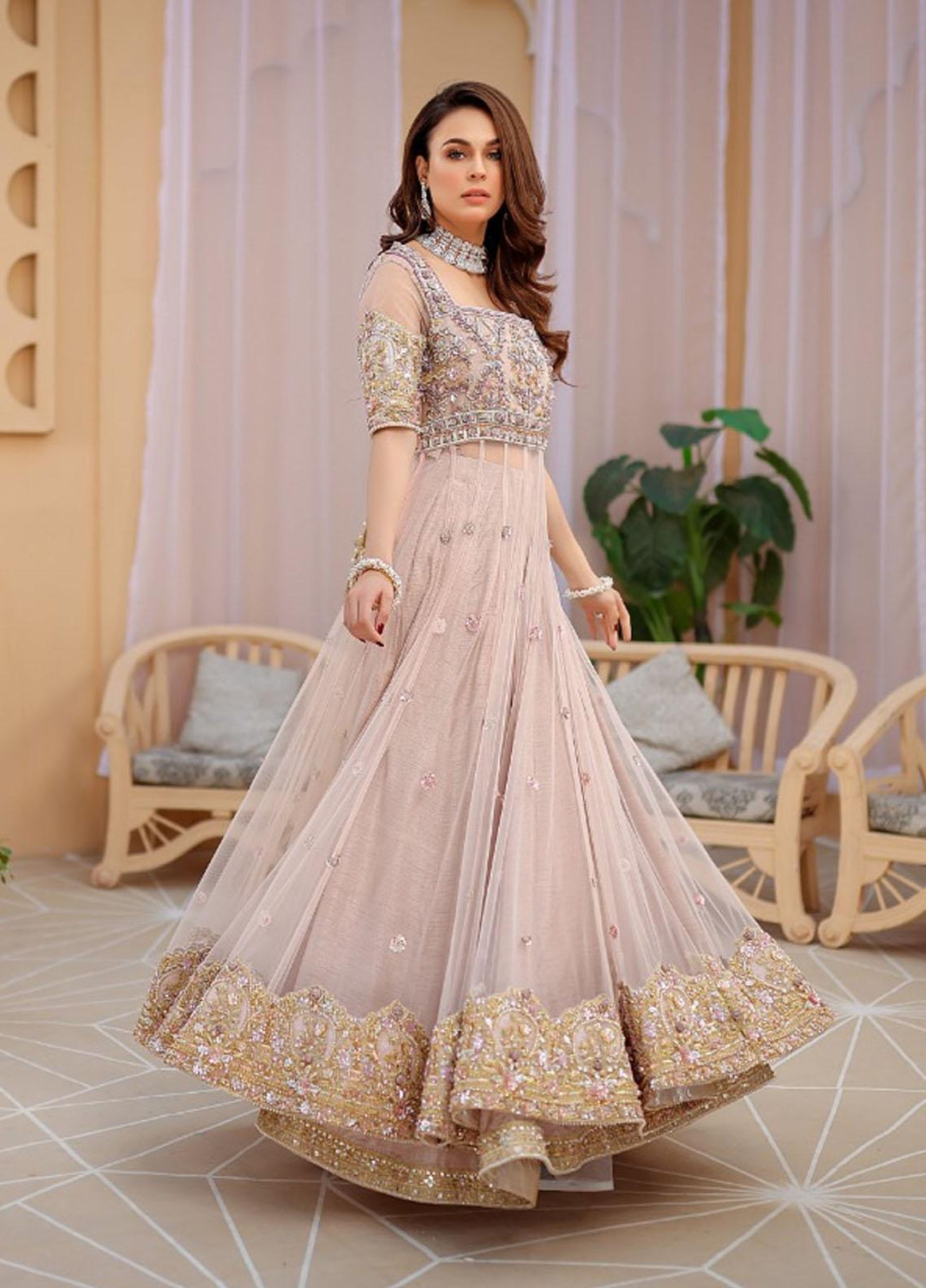 Kausar Attire Ready to Wear  Net 3 Piece Dress MA22IMP RUBY