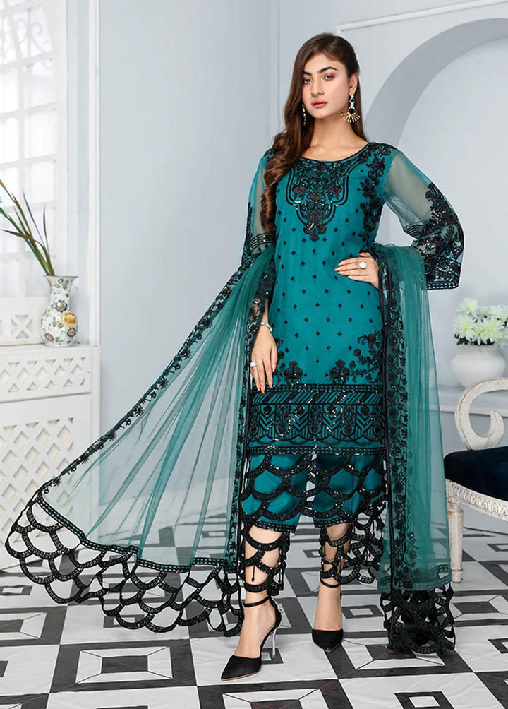 Kaynaat By Laveen Embroidered Organza Suits Unstitched 3 Piece LV22-K3 SAHIL - Luxury Collection