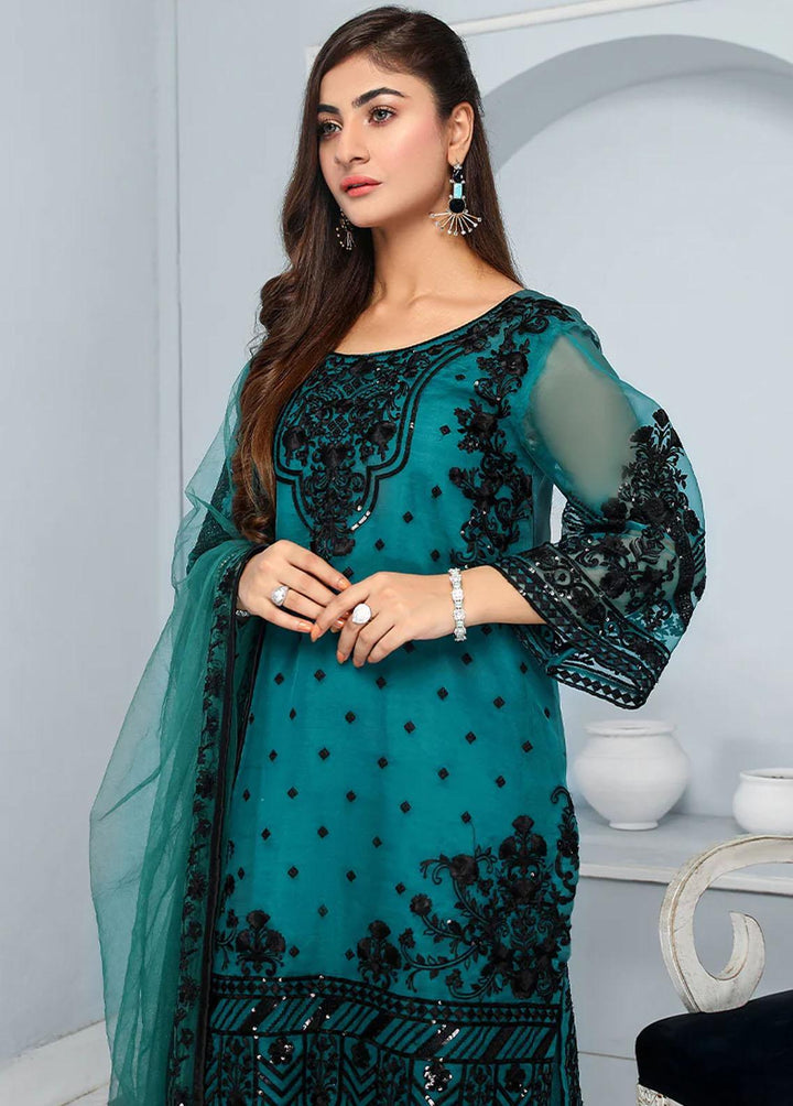 Kaynaat By Laveen Embroidered Organza Suits Unstitched 3 Piece LV22-K3 SAHIL - Luxury Collection