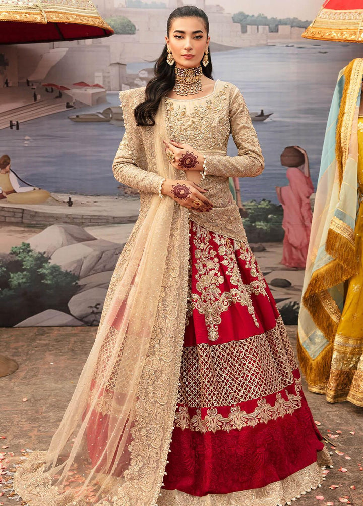 Kayseria By Serene Premium Embroidered Tissue Suits Unstitched 3 Piece SP24KS SB-19 Amber - Wedding Collection
