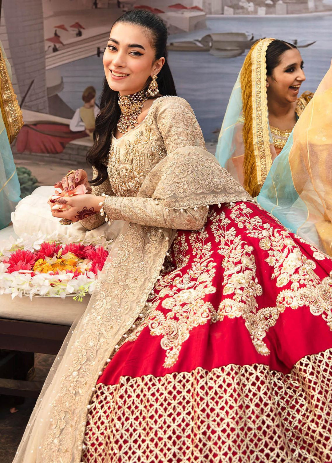 Kayseria By Serene Premium Embroidered Tissue Suits Unstitched 3 Piece SP24KS SB-19 Amber - Wedding Collection