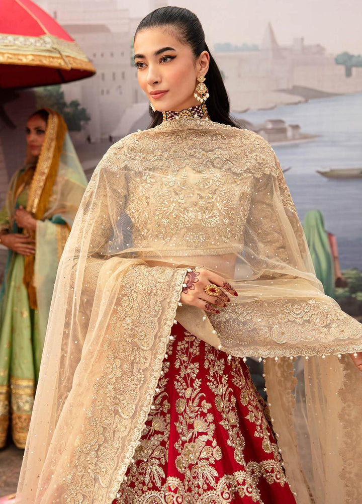 Kayseria By Serene Premium Embroidered Tissue Suits Unstitched 3 Piece SP24KS SB-19 Amber - Wedding Collection