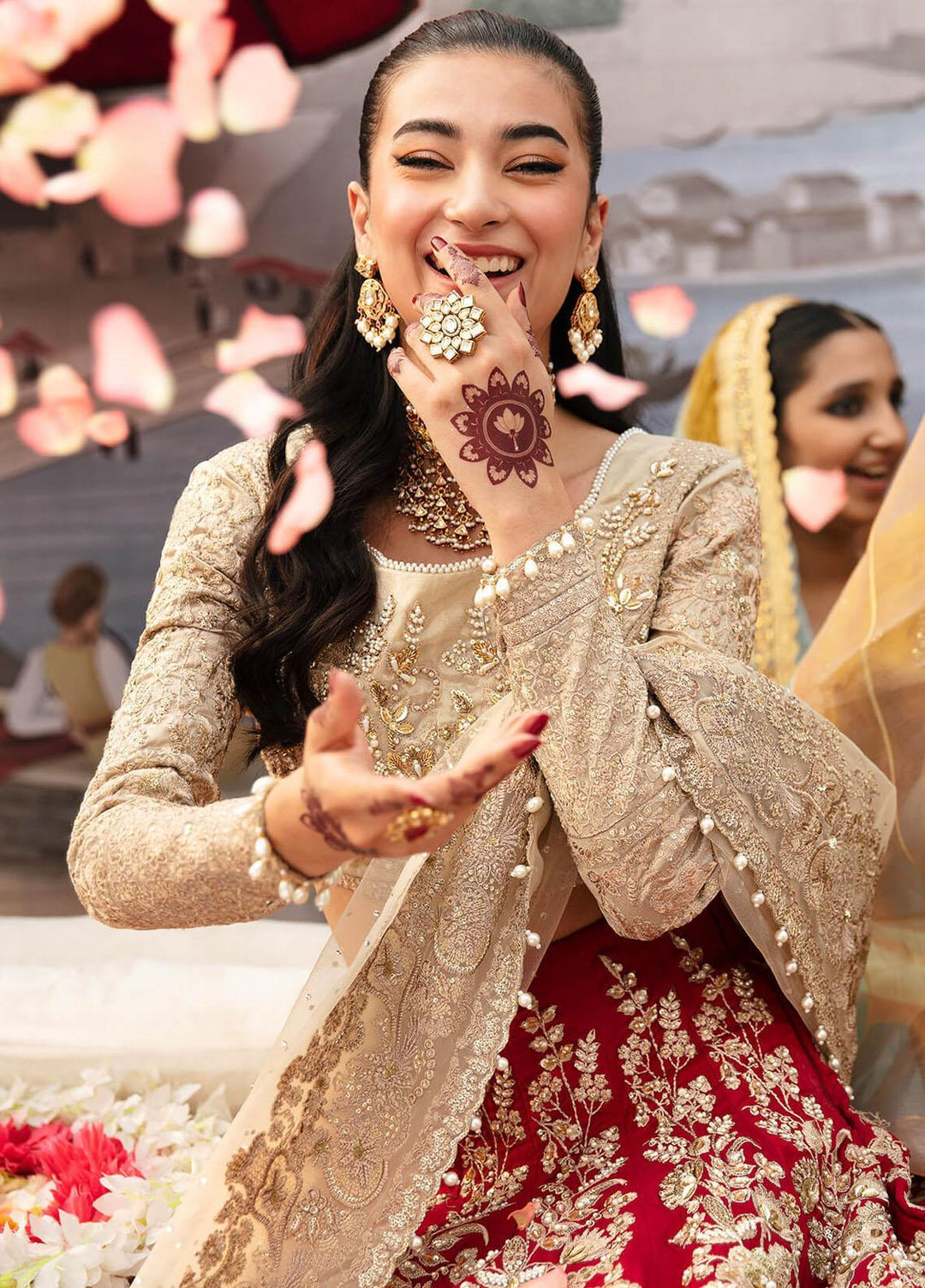 Kayseria By Serene Premium Embroidered Tissue Suits Unstitched 3 Piece SP24KS SB-19 Amber - Wedding Collection