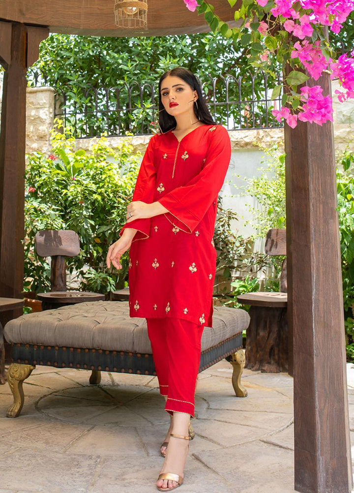 Keshia Pret  Cotton 2 Piece Suit KE22RSS Rosa - Red