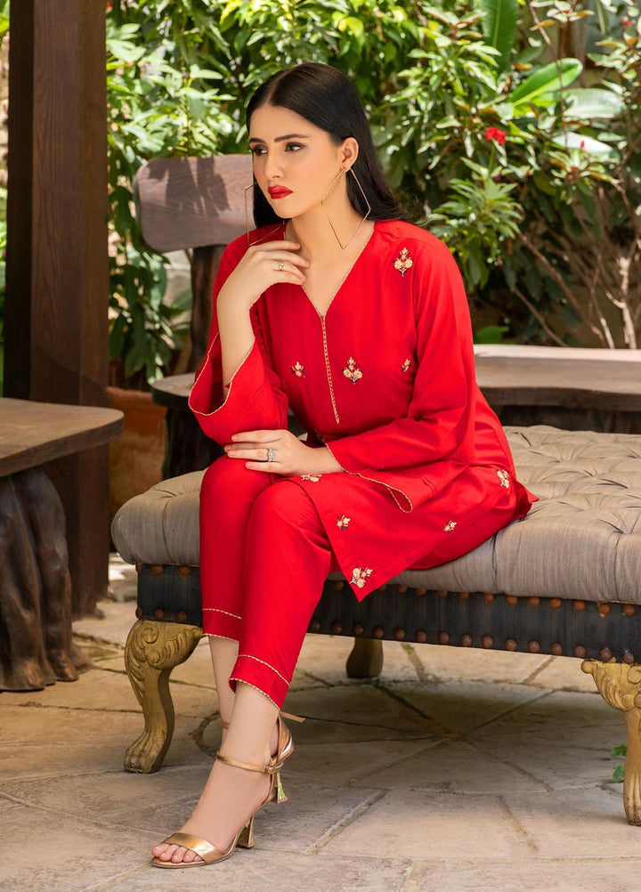 Keshia Pret  Cotton 2 Piece Suit KE22RSS Rosa - Red