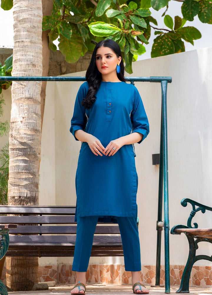Keshia Pret  Cotton 2 Piece Suit KE22RSS Aqua- Turquoise